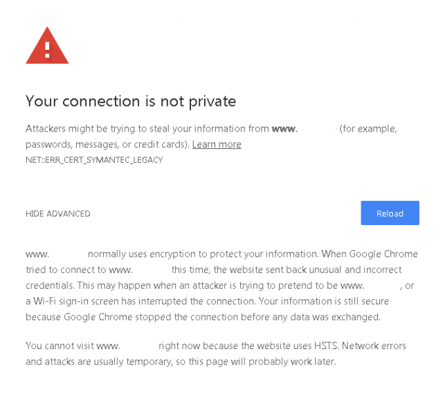 Chrome: Your connection is not private